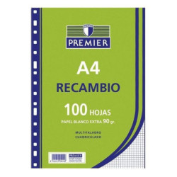 RECAMBIO Fº CUADROS 4T 100 HOJAS 90 G