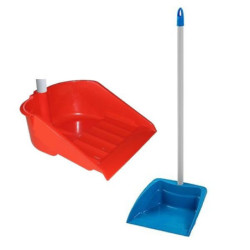 RECOGEDOR PLASTICO MANGO LARGO ECO ROJO O AZUL