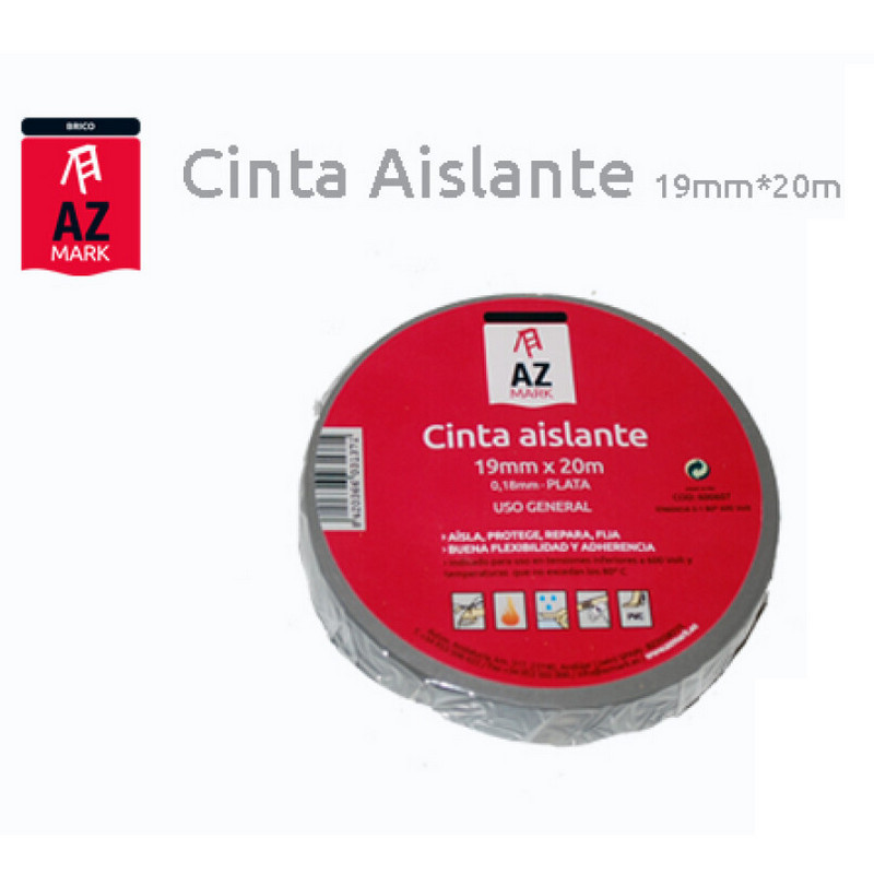 CINTA AISLANTE 19 MM x 20 M GRIS