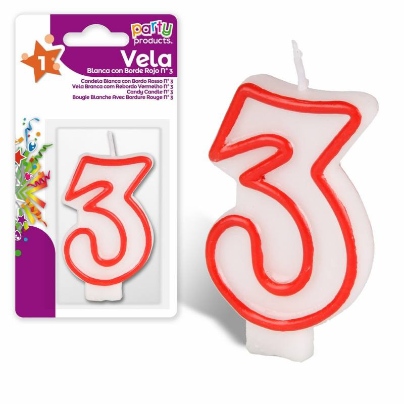 VELAS CUMPLEAÑOS NUMERO 3 BLANCO